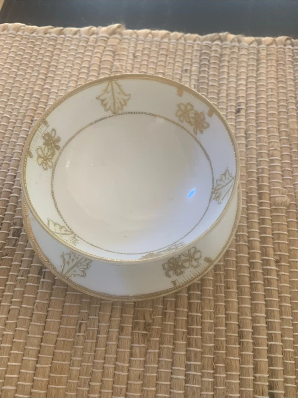 Nippon hand painted golden floral 3 piece set